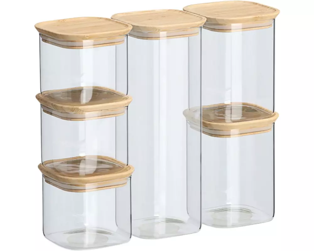 Zeller Present Vorratsdose Set Bambusdeckel 6-teilig