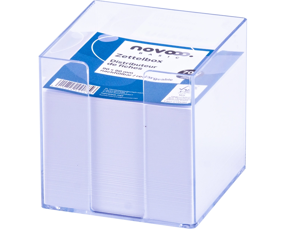 novooo. Notizzettel-Dispenser transparent, 9 x 9 x 9 cm