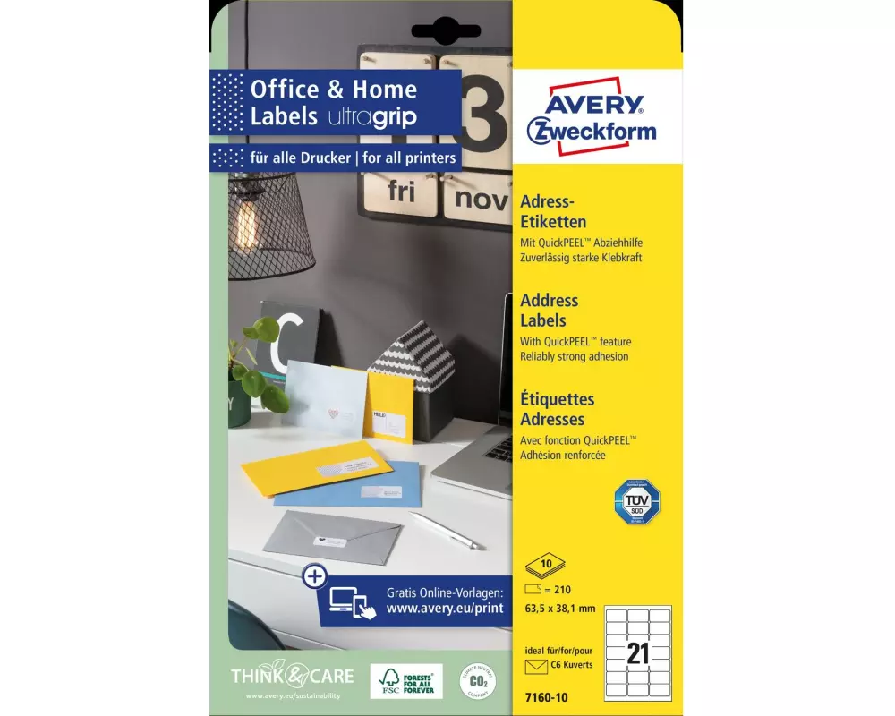 Avery Zweckform Hinweis-Etiketten Set Ø 63.5 x 38.1 mm, 10 Blatt