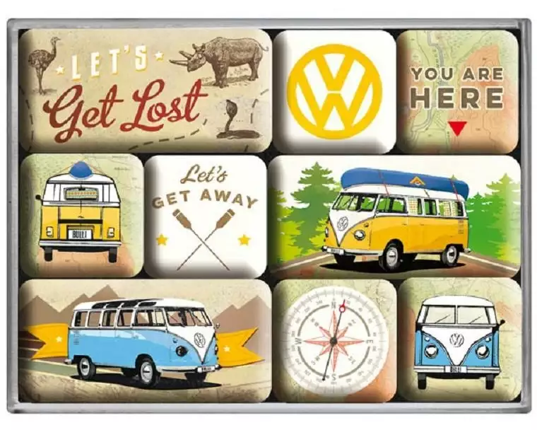 Nostalgic Art Magnet-Set VW Bulli Get Lost 1 Stück, Mehrfarbig