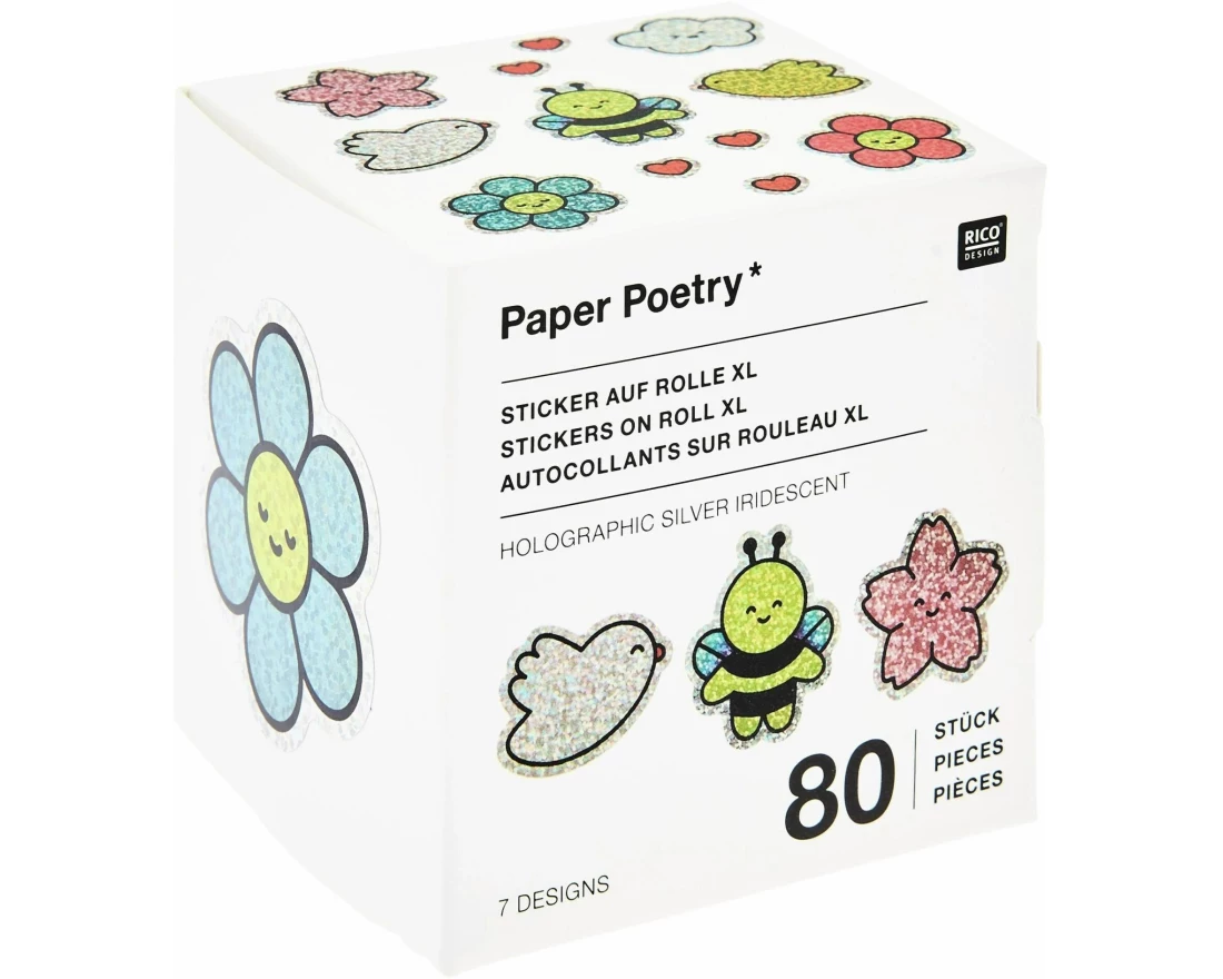 Rico Design Sticker auf Rolle Chingu, Blumen 80 Stück