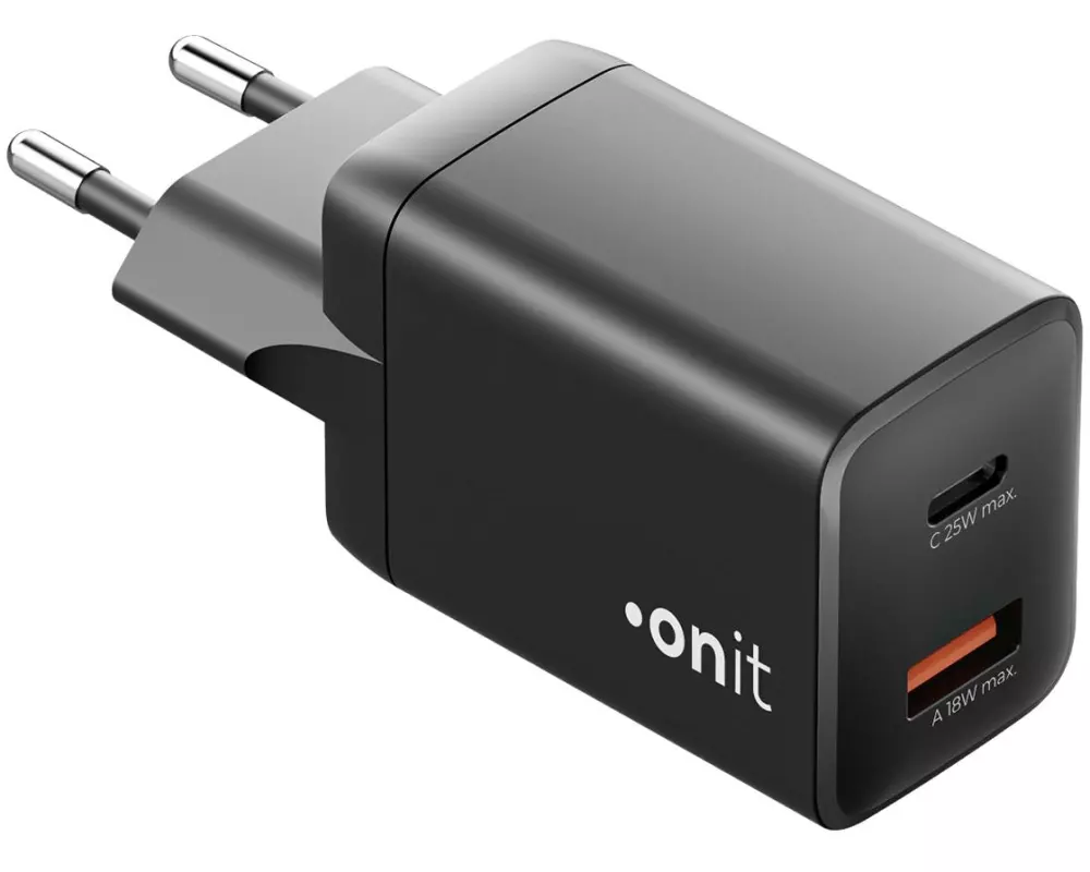 onit USB-Wandladegerät PD25W + QC3.0 Schwarz