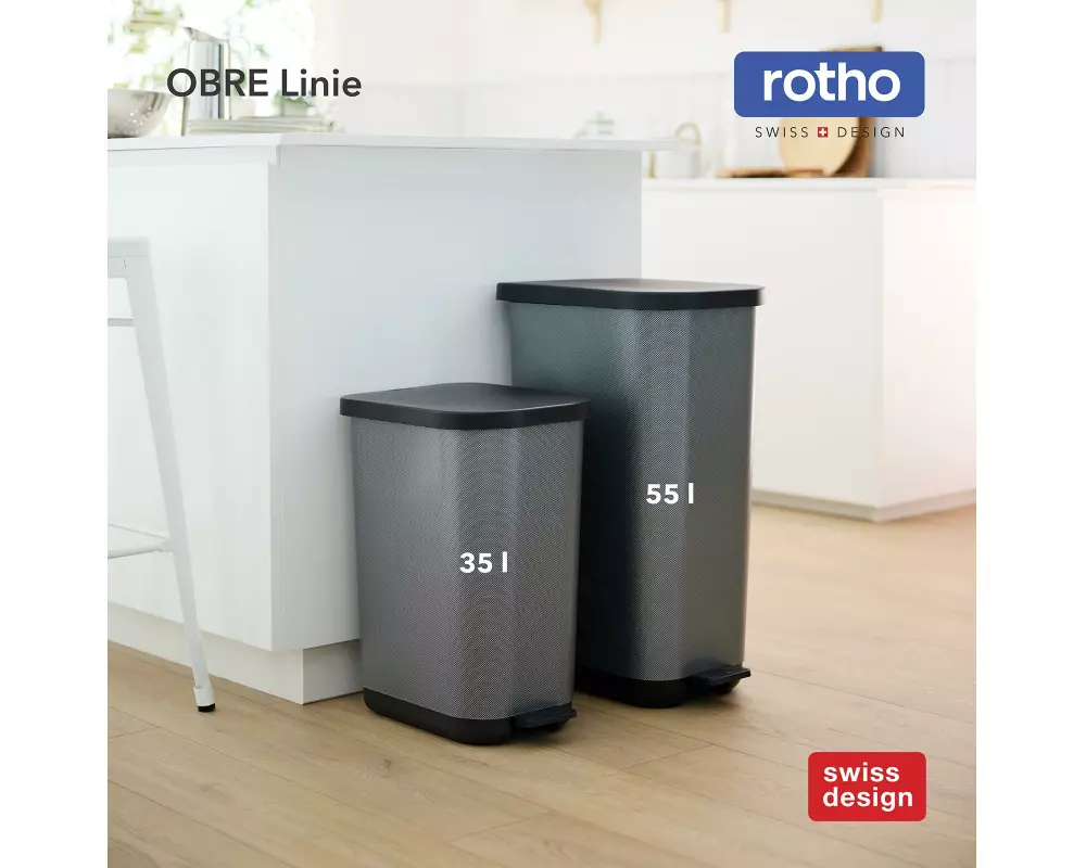Rotho Treteimer Treteimer 35 l Orbe 55 l, Silber