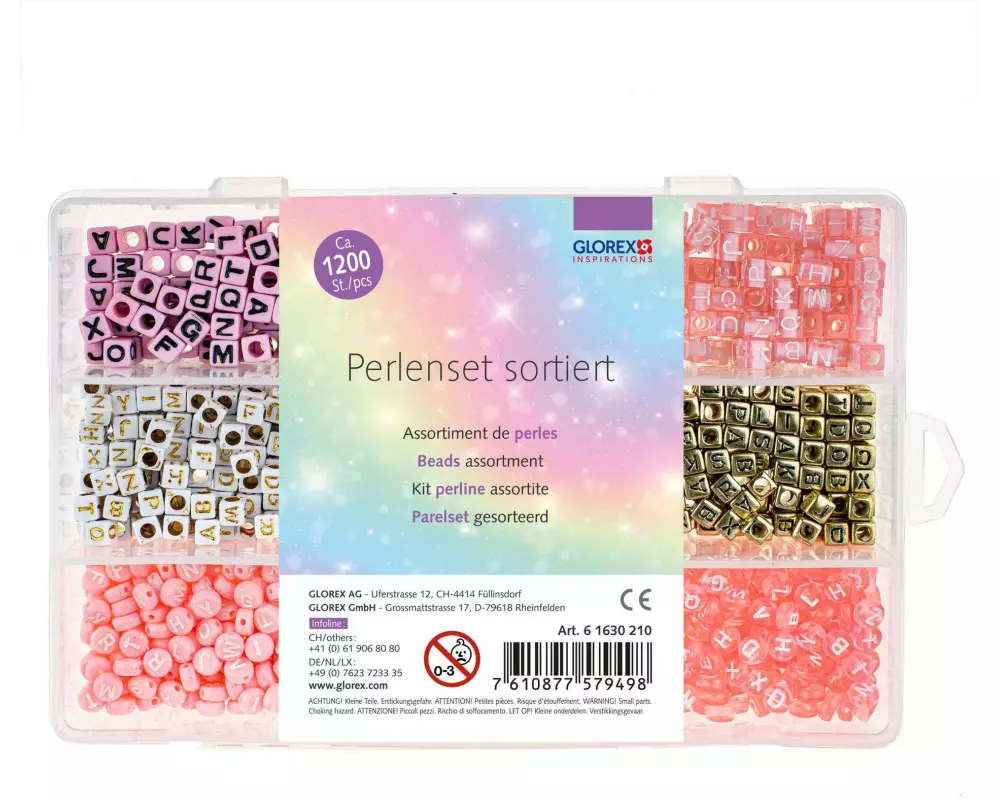 Glorex Perlen-Set 1200 Stück, Buchstaben