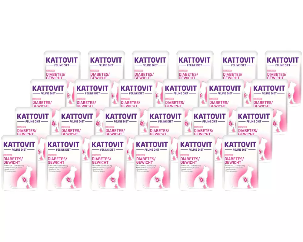 Kattovit Nassfutter Diabetes Lachs und Reis, 24 x 85 g