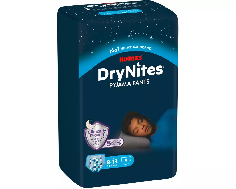 Huggies Nachtwindeln DryNites Boy 8-13 Jahre Grösse L, 9 Stk.