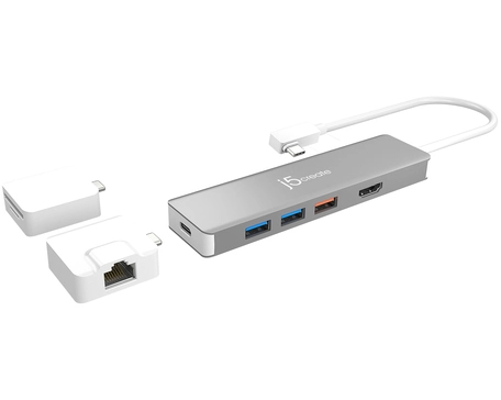j5create JCD375-N USB-C Modular Multi-Adapter with 2 Kits. Host interface: USB 3.2 Gen 2 (3.1 Gen 2) Type-C, USB Power Delivery up to: 100 W. Ethernet LAN data rates: 10,100,1000 Mbit/s. Product colour: Silver, White, Compatible memory cards: MicroSD (TransFlash), SD, HD type: 4K Ultra HD. Power supply type: USB, Output voltage: 20 V, Output current: 0.5 A. Windows operating systems supported: Windows 10