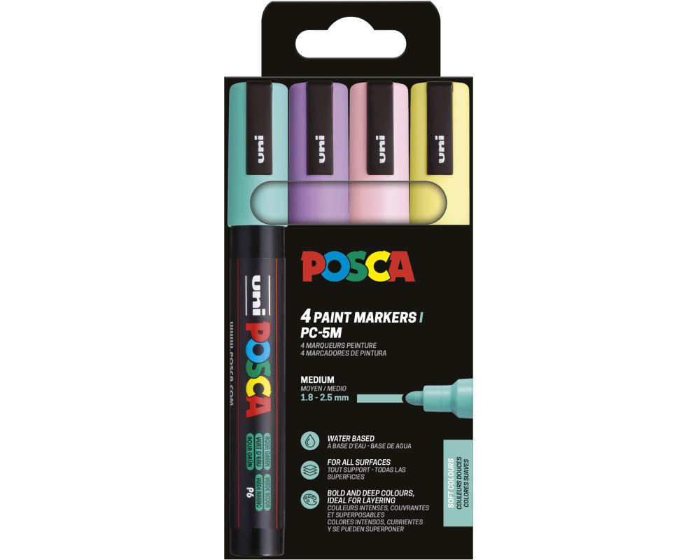 POSCA Marker 1.8-2.5mm PC-5M 4P SET 4 Stück, assortiert