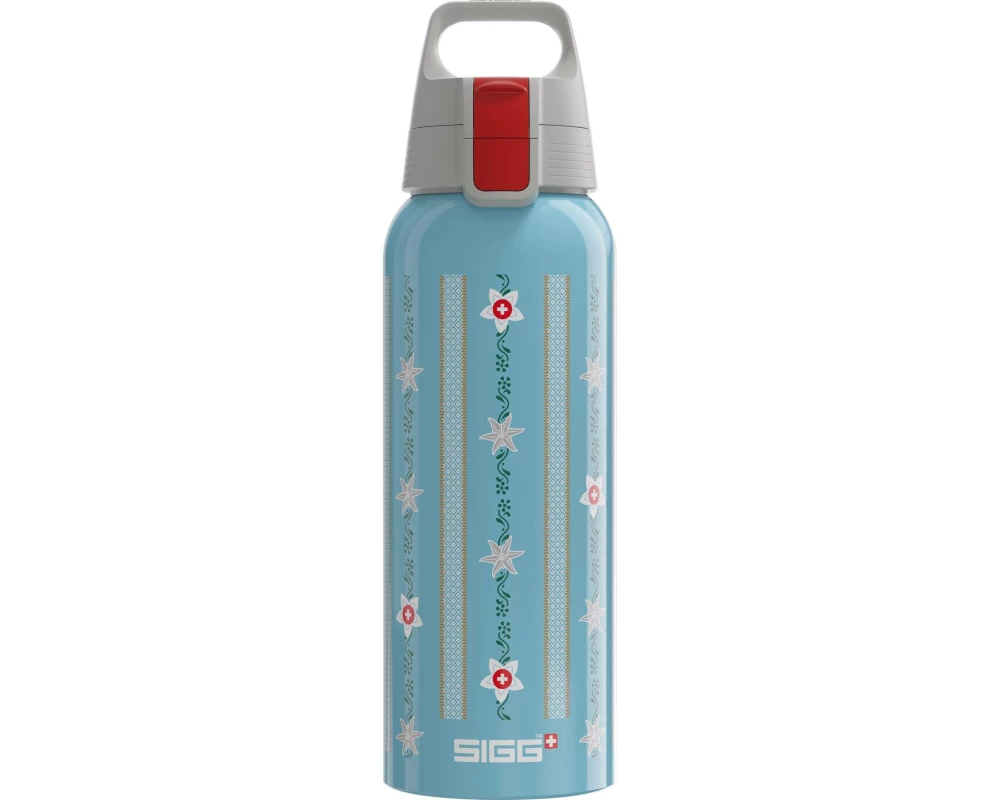 SIGG Trinkflasche WMB ONE Swiss Edelweiss 1000 ml, Blau/Weiss