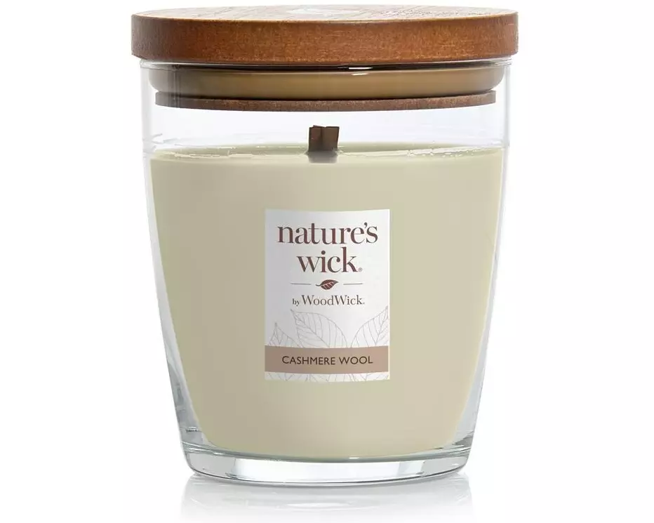 Woodwick Duftkerze Natures Wick Cashmere Wool Medium Tumbler