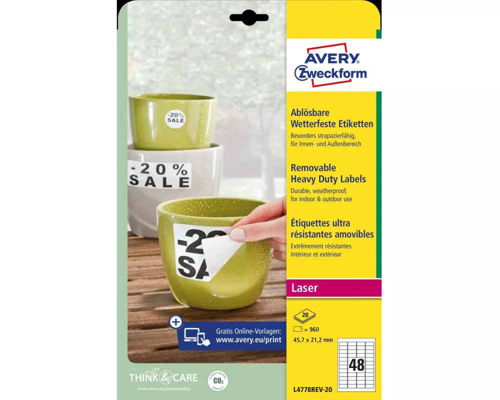 Avery Zweckform Universal-Etiketten 45.7 x 21.2 mm, 20 Blatt