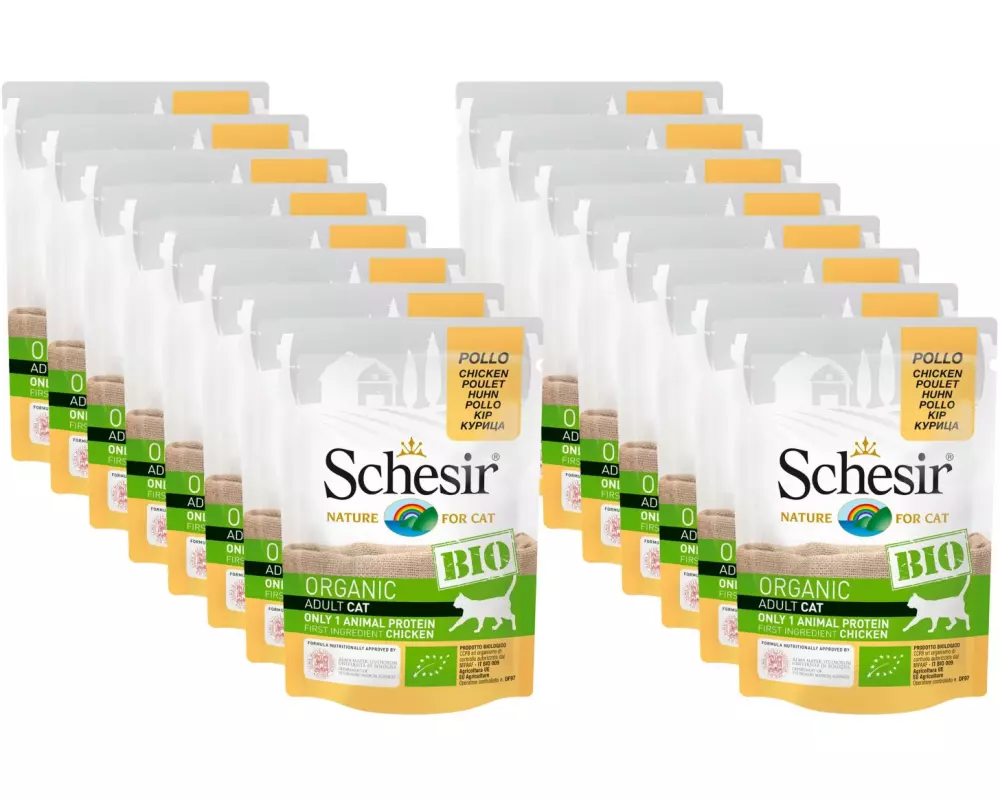 Schesir Nassfutter Bio Huhn, 16 x 85 g