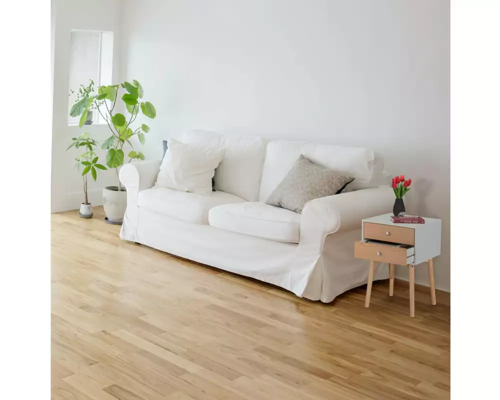 relaxdays Nachttisch mit 2 Schubladen 60 x 40 cm, Nature