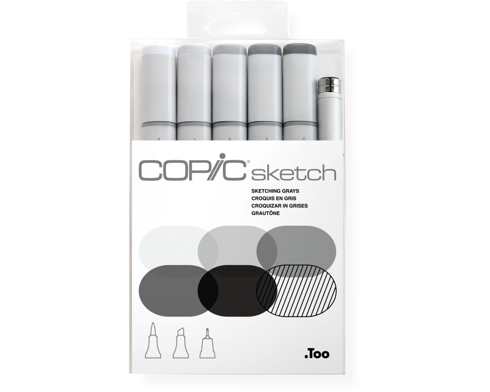 COPIC Marker Sketch 21075681 Set Sketching Greys, 6 Stück