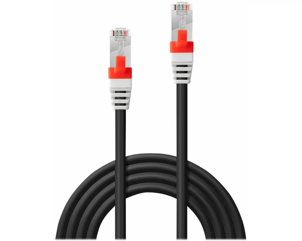 LINDY Patch Cable, Cat6A, S/FTP, RJ45-RJ45, 0,5m, black, LSOH, including Testprotocol