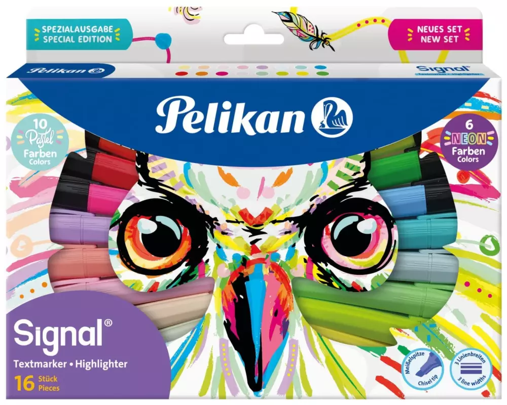 Pelikan Textmarker Signal Eulen-Set 16-teilig, farbig