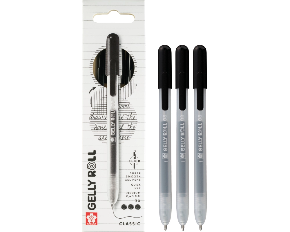 SAKURA Gelly Roll 0.8mm PXGBRACL3B schwarz 3 Stück
