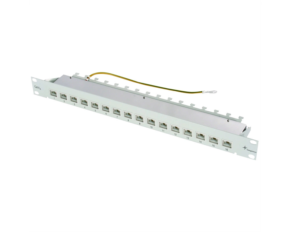 TELEGÄRTNER 19"-Verteiler MPP16 1 HE, Cat.6A (Class EA) (ISO/IEC), 16 Ports
