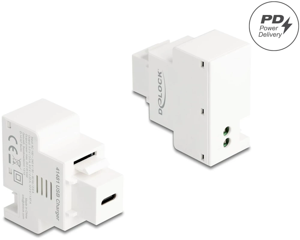 Delock Keystone-Modul 2 Pin Terminalblock zu USB Type-C Buchse