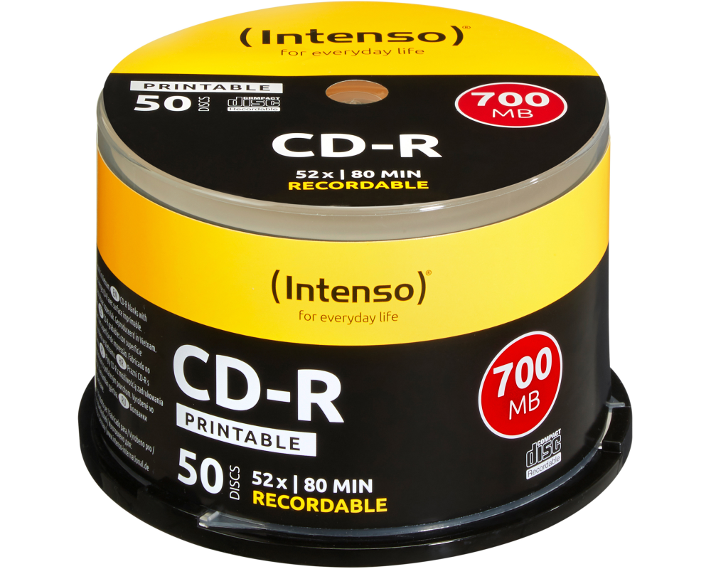 INTENSO CD-R Cake Box 80MIN/700MB 1801125 52x Printable 50 Pcs