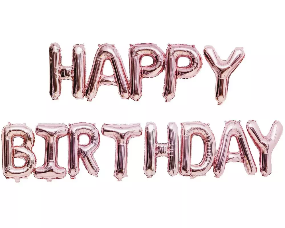 Rico Design Folienballon Happy Birthday 13-teilig, Ø 36 cm, Rosa