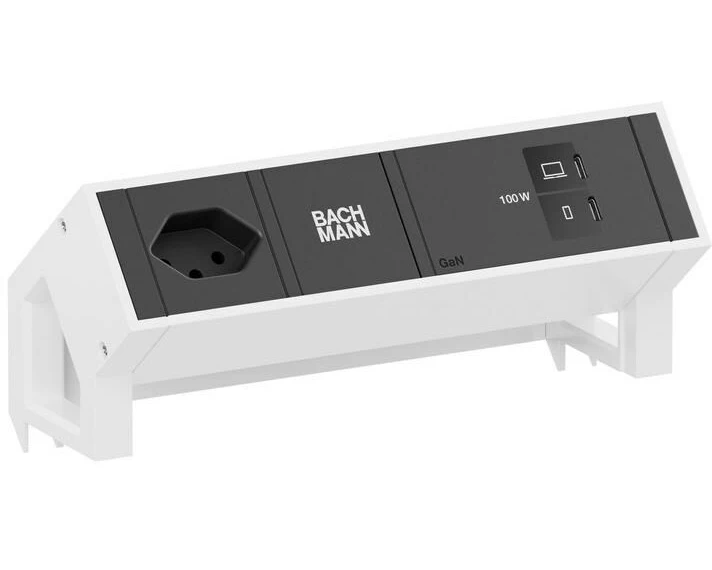 Bachmann Tischsteckdosenleiste DESK2 1xT13 1xUSB C/C 100W 0.2m weiss