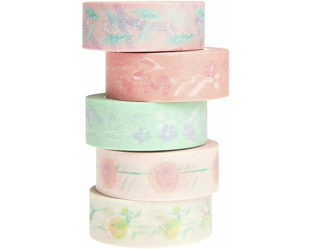 Rico Design Washi Tape Blumen, Pastell Mehrfarbig