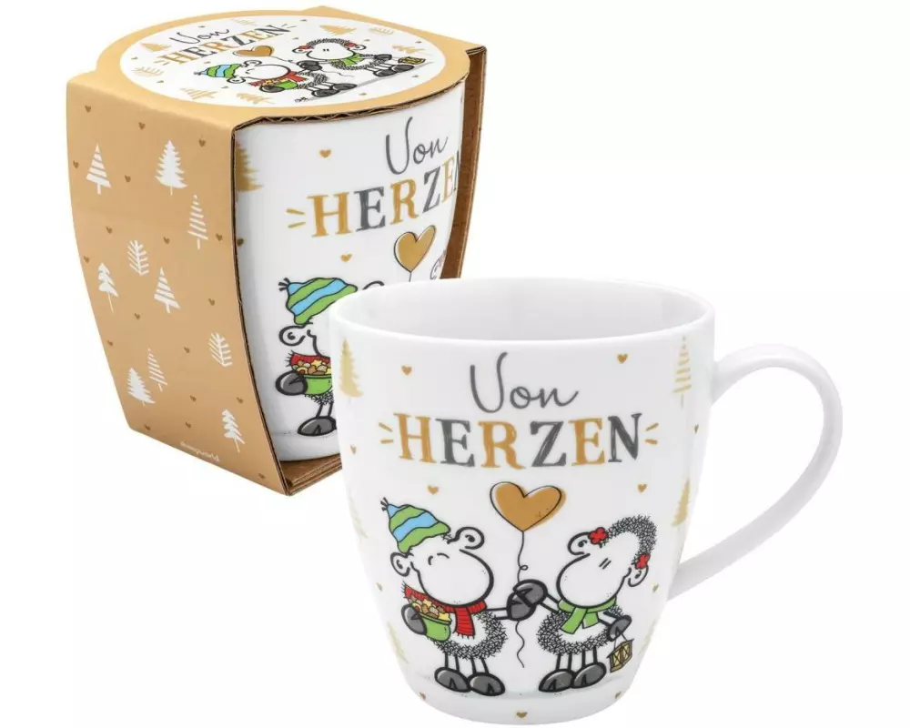 Sheepworld Kaffeetasse Von Herzen 450 ml, 1 Stück, Weiss