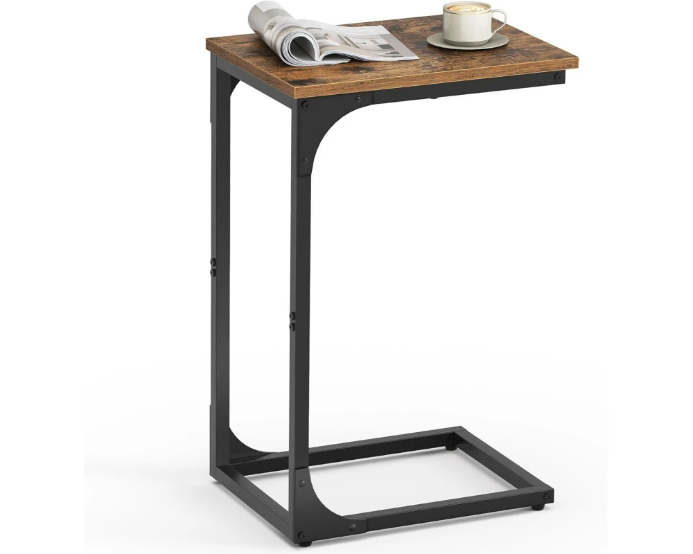 VASAGLE Beistelltisch C-förmig 30 x 62 cm, Braun/Schwarz