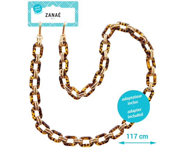 ZANAÉ Phone Wristlace Golden Stone 17448 Leopard & Gold animal print