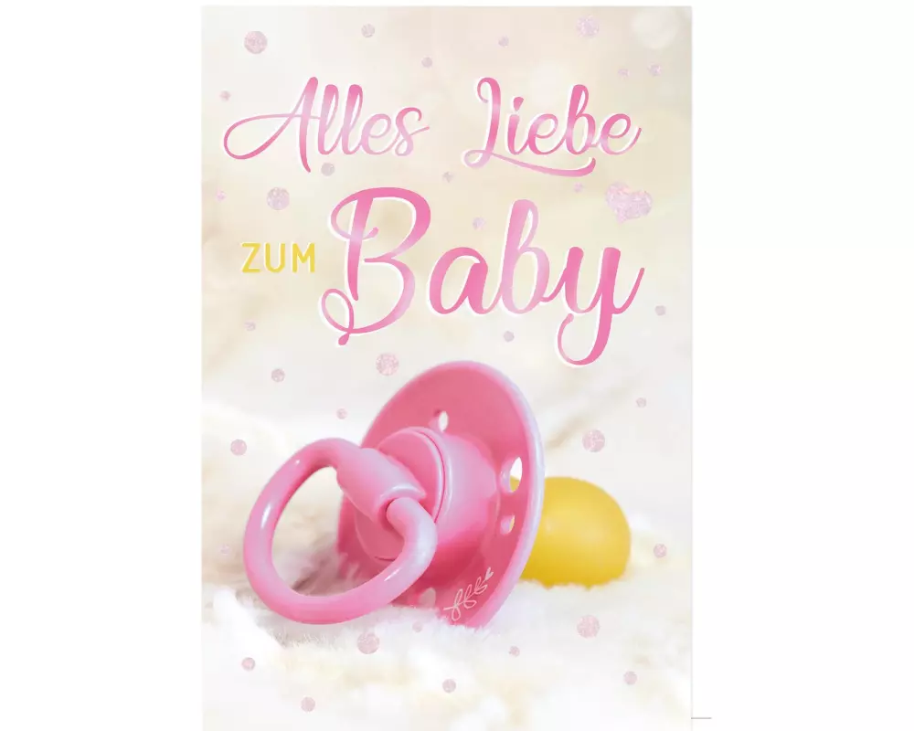 Braun + Company Glückwunschkarte Schnuller 11.5 x 17 cm, Rosa