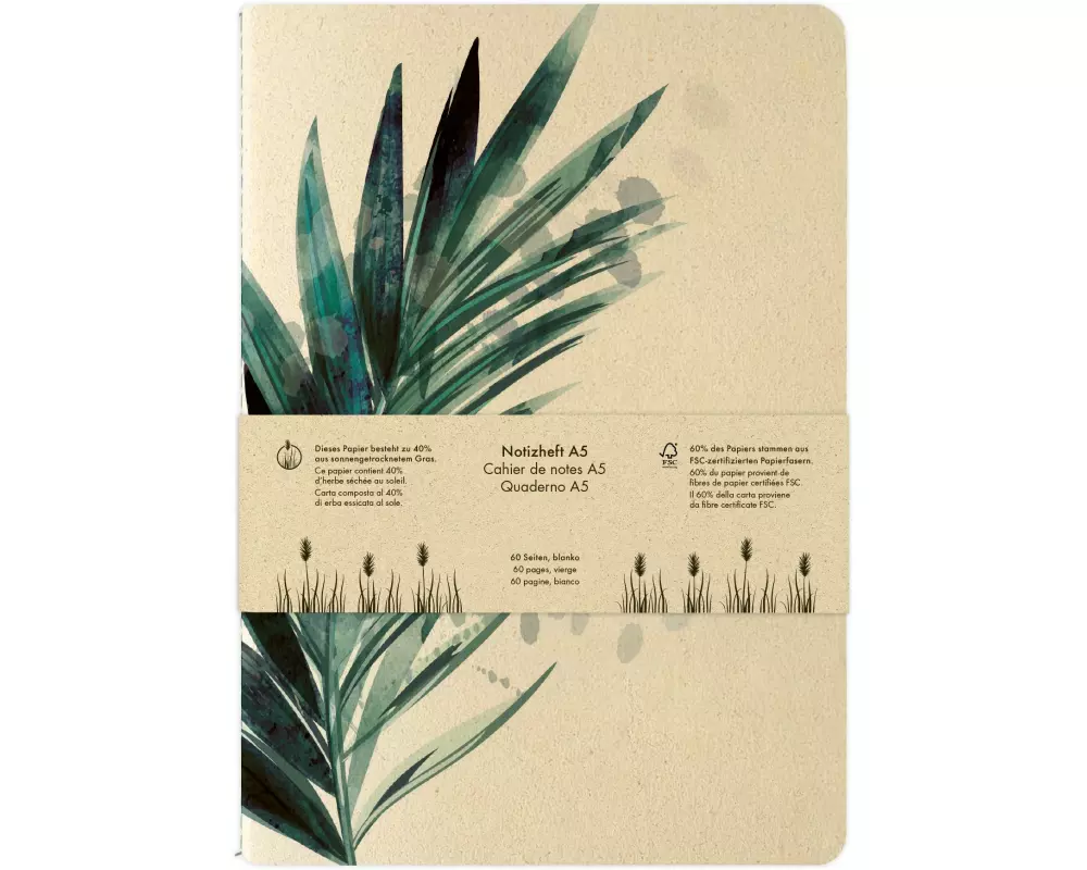 Natur Verlag Notizheft Palmenblatt 14.8 x 21 cm, Blanko