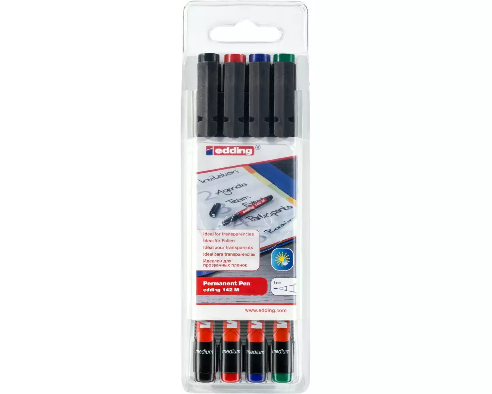 edding Folienstift Permanent Pen 142 M, 4-Set