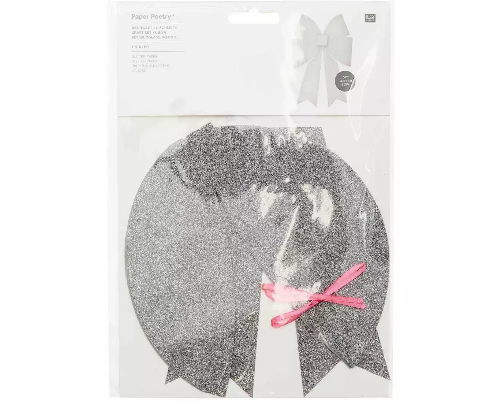 Rico Design Bastelset Glitter-Schleife Silber