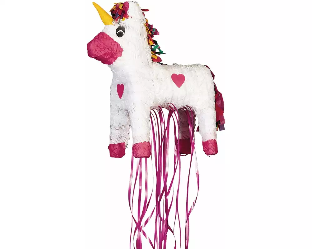 Amscan Pinata Einhorn zum ziehen, Pink/Weiss