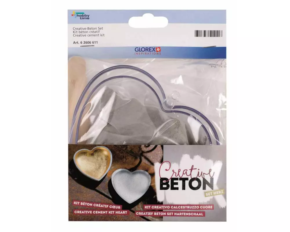 Glorex Kreativ-Beton Set 2x Plexiglasformen, Herz