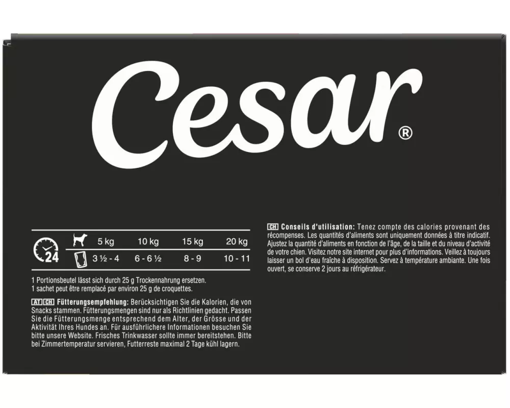 Cesar Nassfutter Selektion in Sauce 4 Varietäten 12 x 100 g