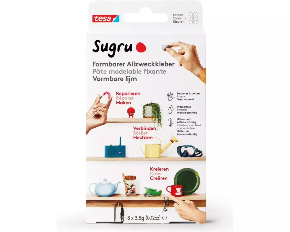 Sugru by Tesa Formbarer Allzweckkleber 8 x 3.5 g, Weiss