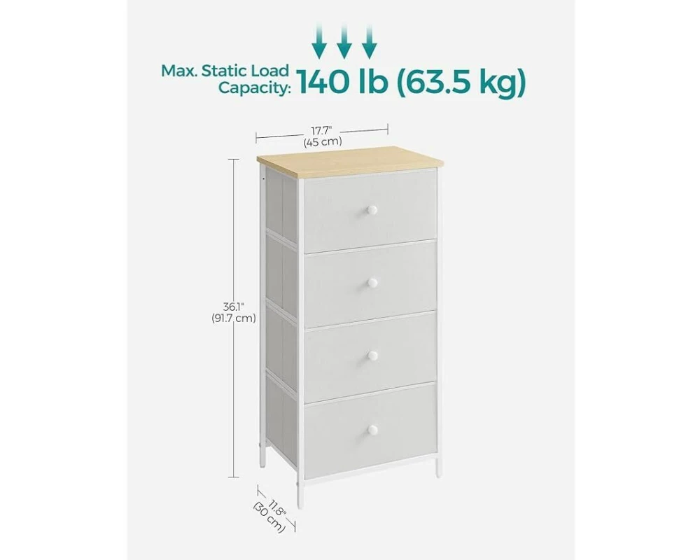 Songmics Kommode mit vier Schubladen 30 x 91.7 cm, Schwarz/Braun