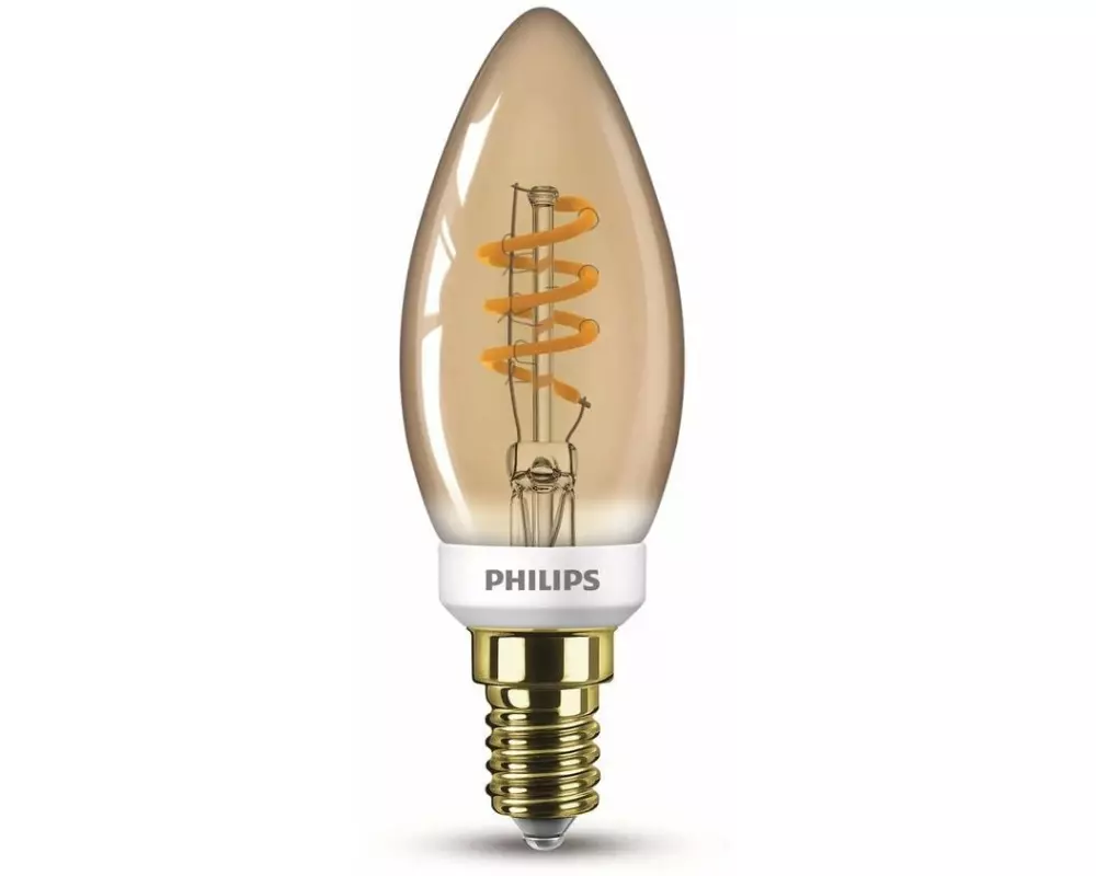 Philips Lampe LEDcla 15W B35 E14 GOLD D Warmweiss