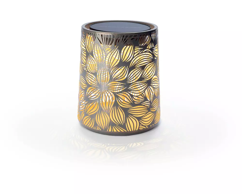 STT Laterne Solar Antic Mini Flora Grey