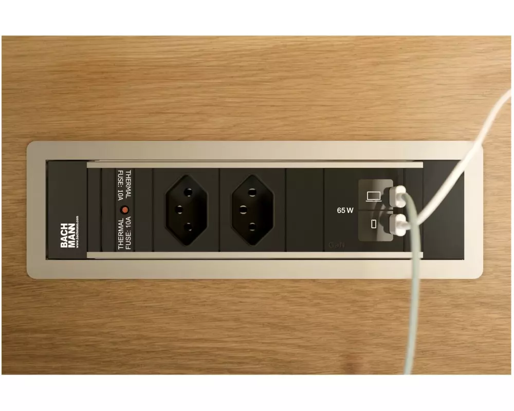 Bachmann Einbausteckerleiste POWER FRAME S 2xT13 1xUSB C/C 65W 0.2m