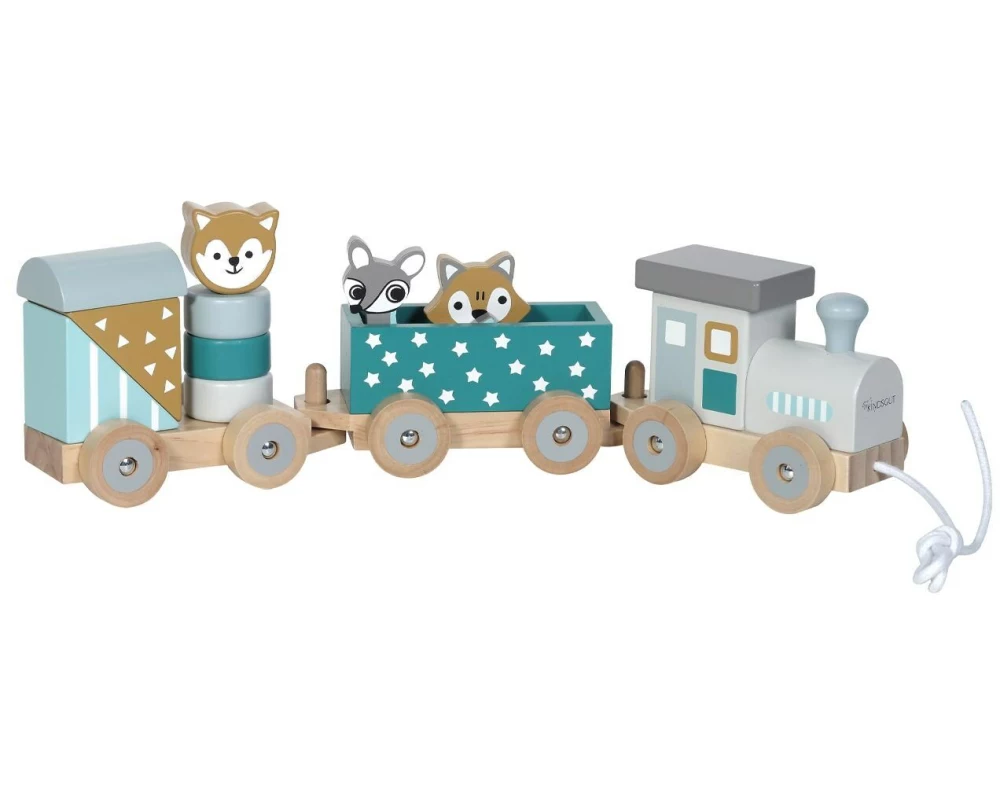 Kindsgut Holzeisenbahn mit Zoo-Tieren aus Holz