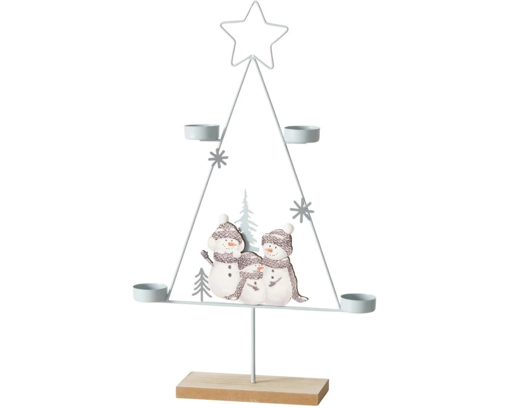 Boltze Teelichthalter Frosty Holz, 31 x 49.5 cm