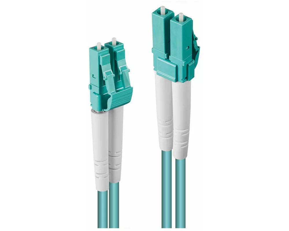 LINDY Fiber Optic Cable, OM3, LC-LC, 100m, turquoise , 50/125, Duplex, Multimode, LWL