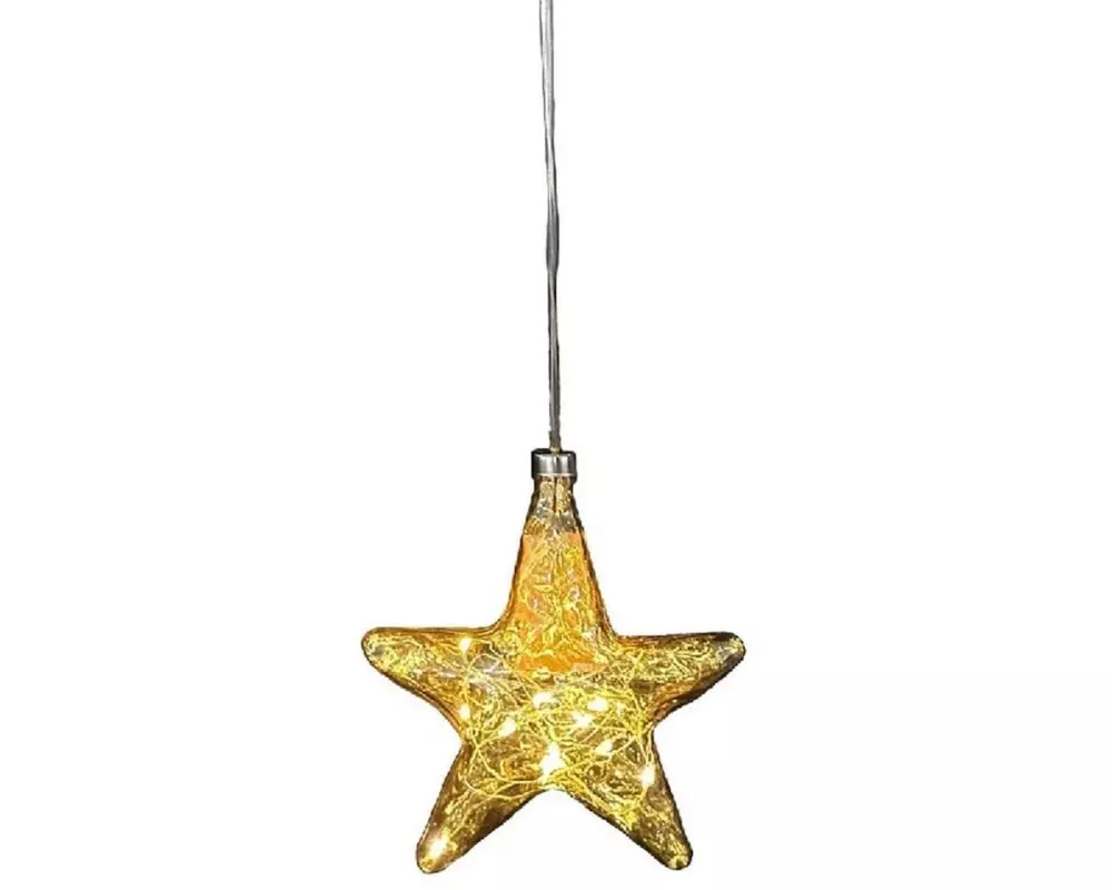 Dameco LED Glas Sternorganisch Gold, 12 cm