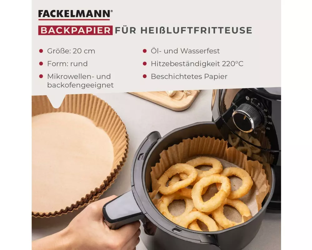 Fackelmann Backpapier Airfryer, Ø 20 cm, 40 Stück