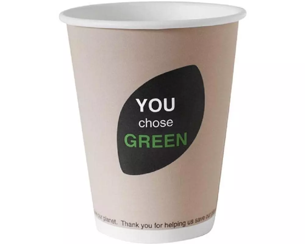 BioPak Einweg-Kaffeebecher Thank You 240 ml, 40 Stück, Beige