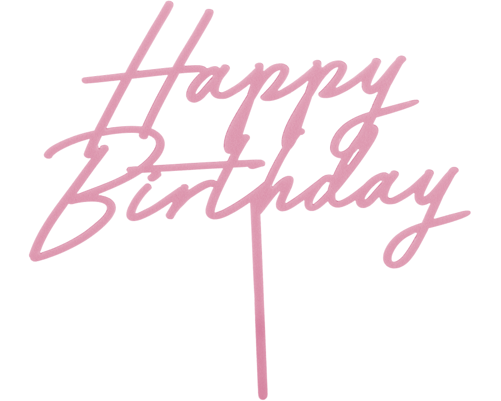 PARTYDECO Caketopper 16.5cm KPT79-081J Happy Birthday rosa