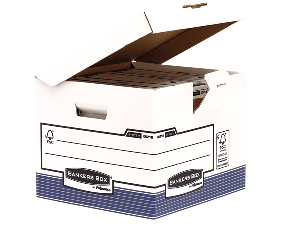 FELLOWES BankersBox Klappdeckel Cube 0021601 weiss/blau 35x28x35cm